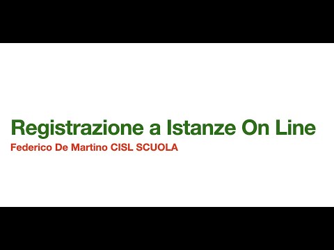 Tutorial Iscrizione a ISTANZE ON LINE