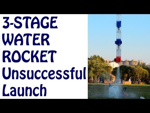 3-Stage Water Rocket. Unsuccessful Launch. Explosion