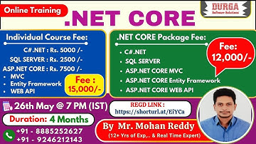 .NET CORE Online Training @ DURGASOFT