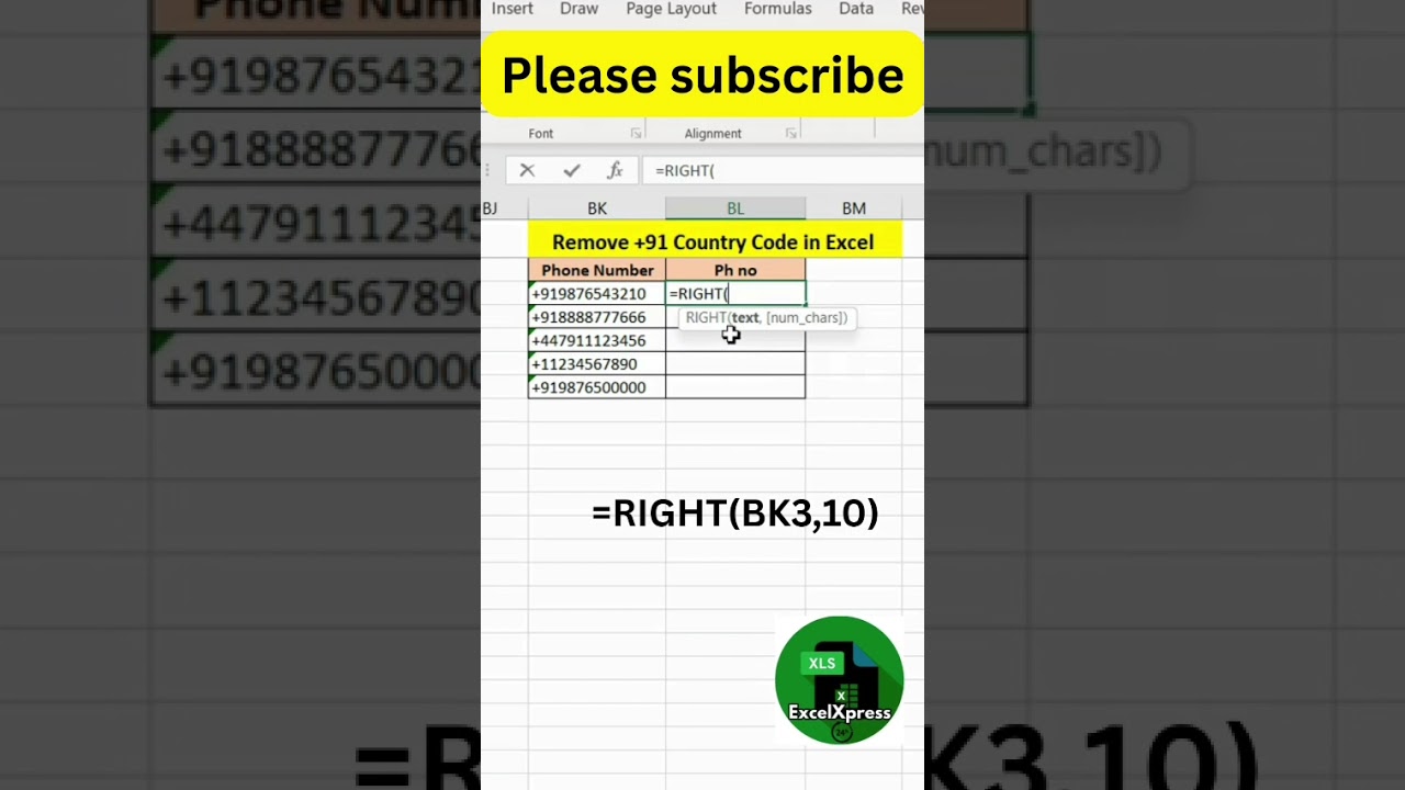 Remove +91 Country Code in Excel in Seconds 🔥 | Easy Excel Trick 
