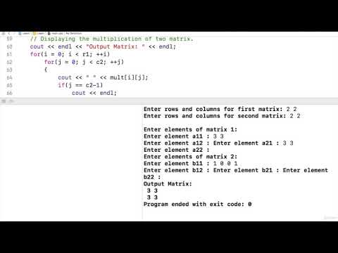 86  Program to find multiplication of two matrices