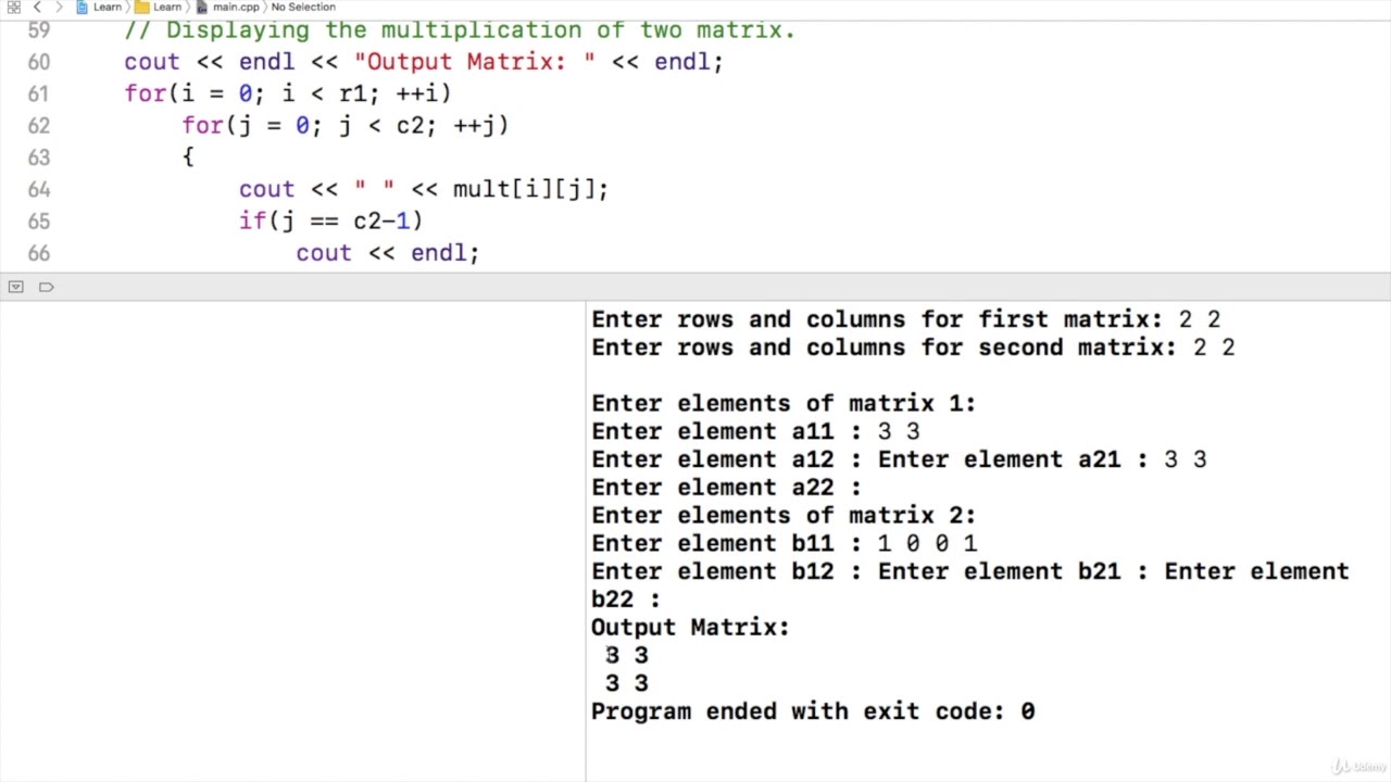 86 Program to find multiplication of two matrices - YouTube