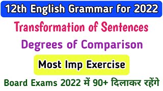 Transformation of Sentences,/Class-12th English Grammar,/बोर्ड परीक्षा 2022/ board exam 2022/Part-11