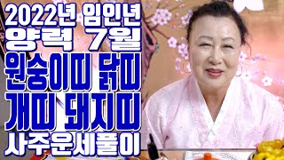 원숭이띠 닭띠 개띠 돼지띠 양력 7월 2022년 임인년 사주운세풀이 - 일산 용한 무당 점집 추천 후기 한적…