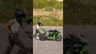 😱 What Do You Think About This New Trick?😅 #Moto #Motorcycle #Bikergirl #Dafy #Kawasaki  #Michelin