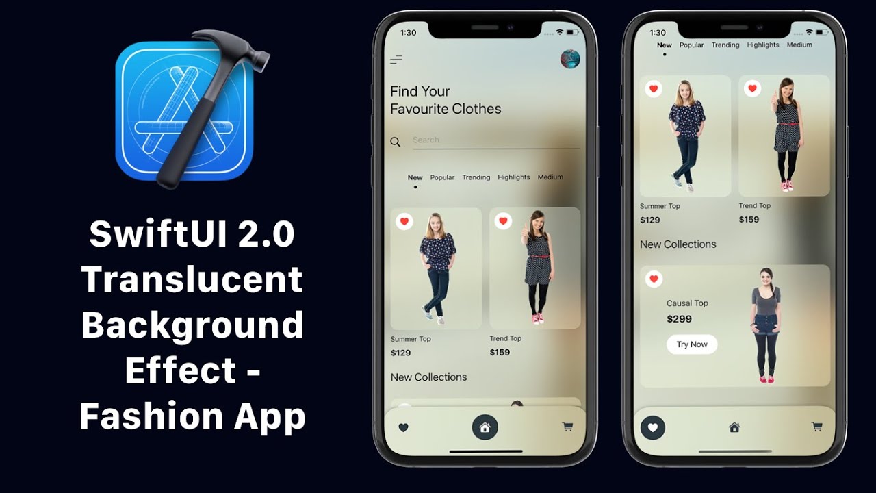 SwiftUI 2.0 Translucent Background Effect - Fashion App UI - Xcode 12 