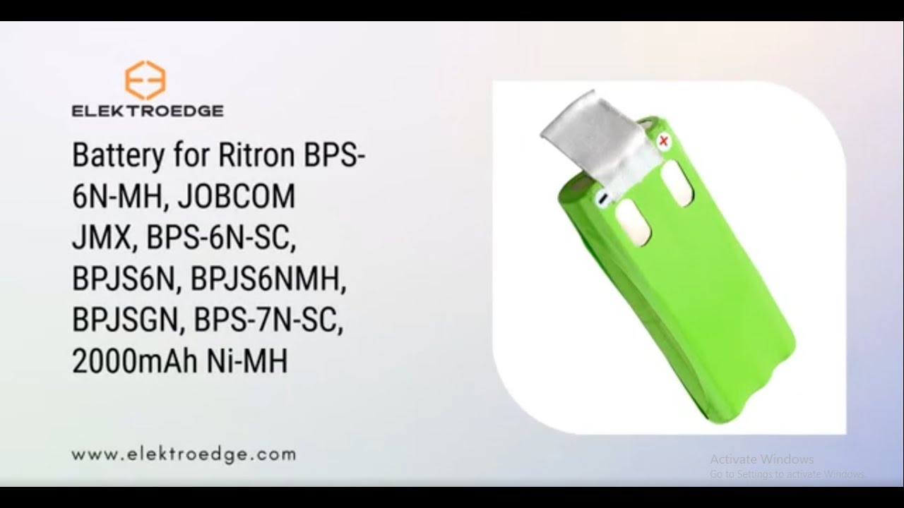 Battery for Ritron BPS-6N-MH, JOBCOM JMX, BPS-6N-SC, BPJS6N, BPJS6NMH, BPJSGN, 2000mAh Ni-MH