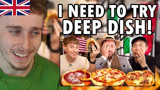 Brit Reacting to Italian Chef reviews Chicago Deep Dish Pizza!