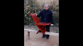 A large piece of wood is chiseled to make a deformable Luban chair, on the importance of woodworkin