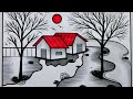 How to draw house 🏠 prakratik drishya chitra banana sikhayen | beautiful scenery drawing 
