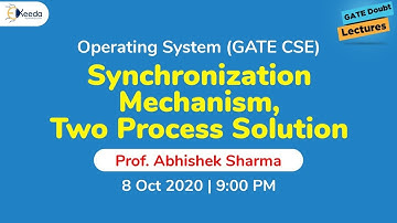 Operating System (GATE CSE) - Synchronization Mechanism, Two Process Solution - 8 Oct, 9 PM