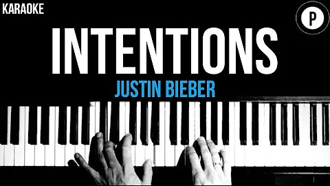 Justin Bieber - Intentions Karaoke SLOWER Acoustic Piano Instrumental Cover Lyrics