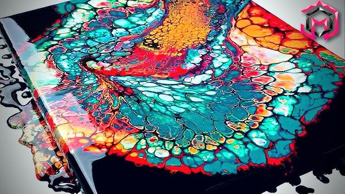 Acrylic pour with modeling paste, glass and resin, Me, 2021 : r/Art