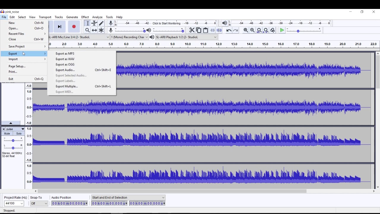 audacity convert midi to mp3