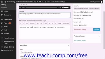 WordPress 4.0 Training Tutorial Editing Audio File Information in the Media Library