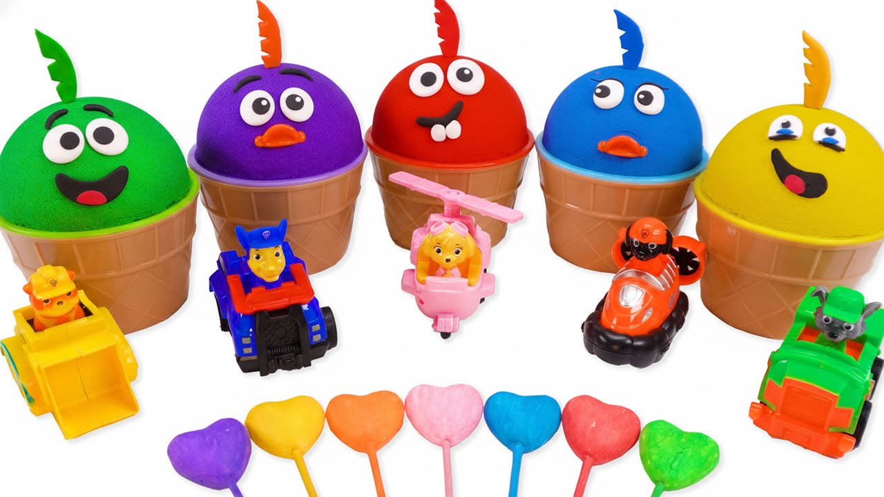 Satisfying Rainbow Ice Cream Box With Funny Face Kinetic Sand Cutting ASMR | Satisfying Videos