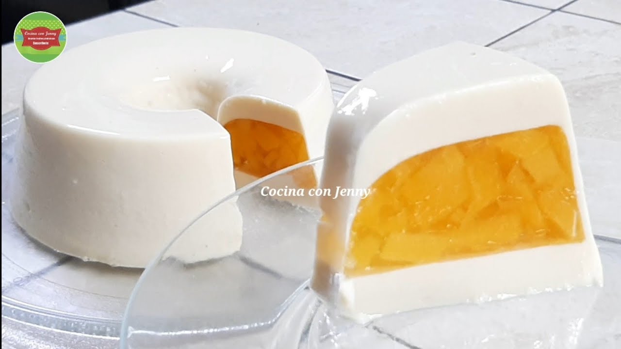 Si tienes duraznos prepara esta gelatina rellena de 3 leches 🍑 / Cocina con Jenny