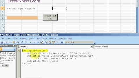 ExcelExperts.com - VBA Tips - Import A Text File