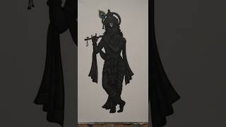 Black Color Krishna Drawing 🖤✨ | Easy Lord Krishna Art Tutorial | Beautiful Krishna Sketch #shorts