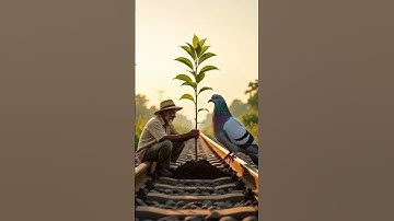 The farmer and the pigeon growing a guava tree on railway track #shorts #ai