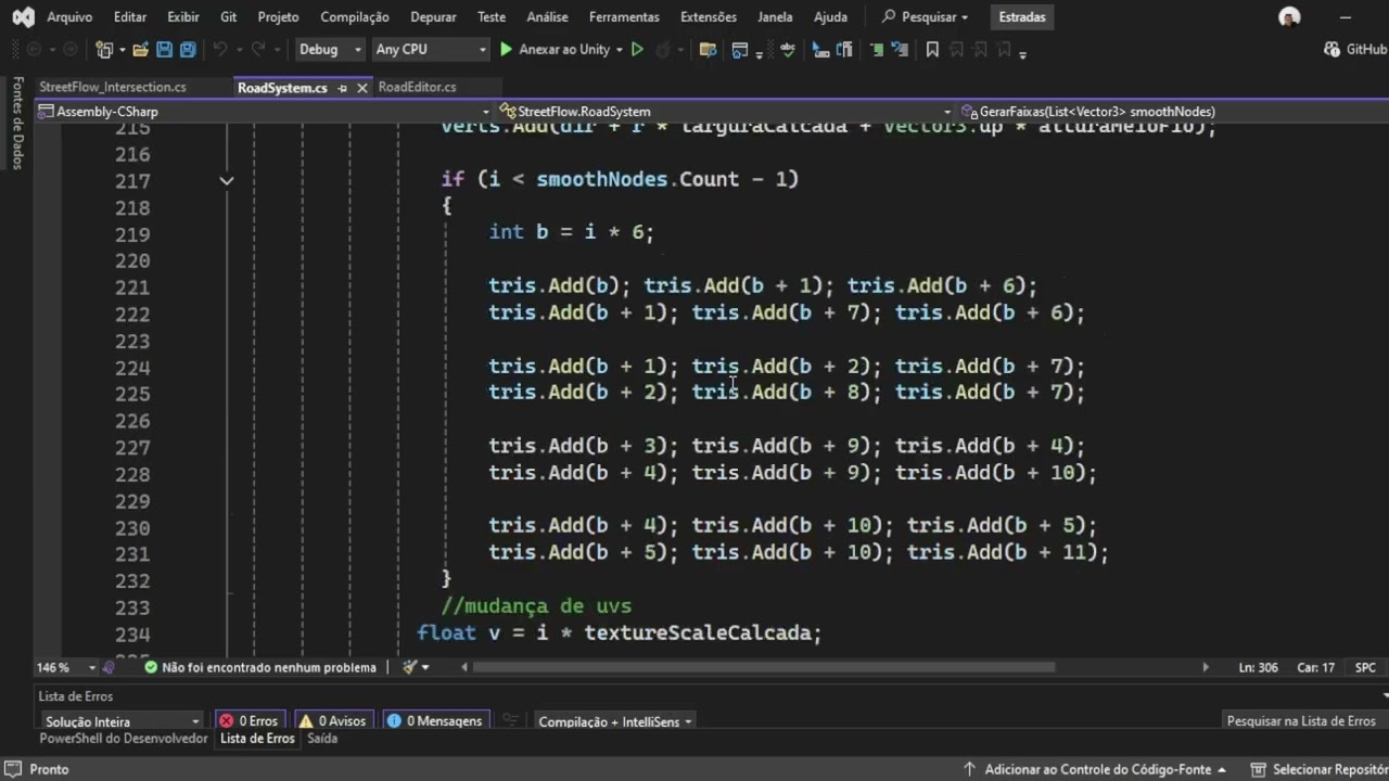 StreetFlow – Estradas Procedurais na Unity (com Calçadas e Sinalização)