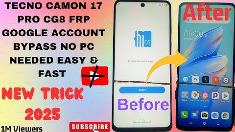 How to bypass FRP on Tecno camon 17 pro (#CG8) without PC!