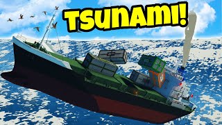 Container Ship SINKS After MASSIVE TSUNAMI - Stormworks Sinking Ship Survival!