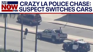 Crazy police chase: LA suspect bails out of car into one that was waiting for him | LiveNOW from FOX