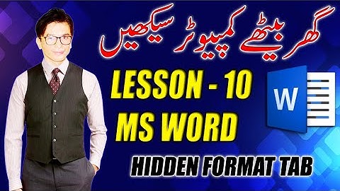 Online Computer Course Urdu Hindi Tutorial | Lesson-10 MS Word Hidden Format Tab | Educational Globe