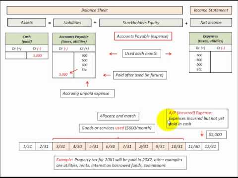 Accounts Payable Journal Entries On Balance Sheet, Expense On Income Statement