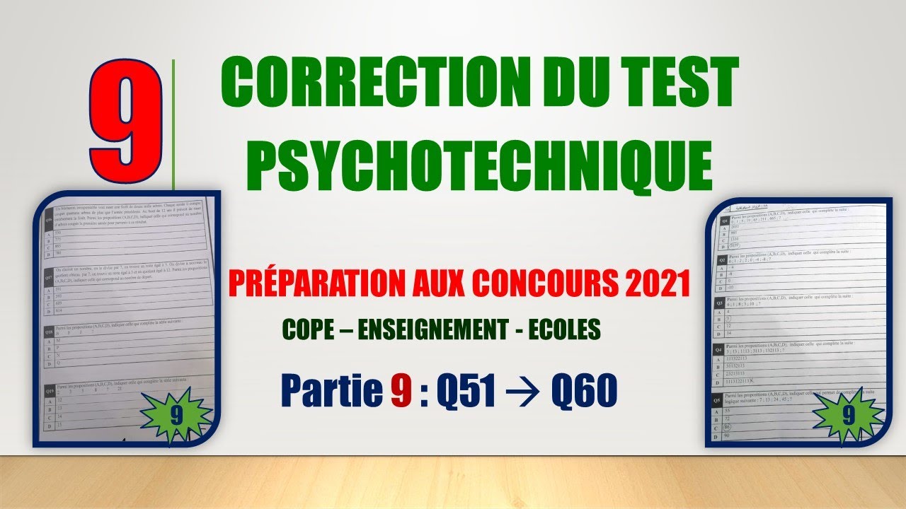 #9- Test psychotechnique 2021 (Concours COPE - Orientation et