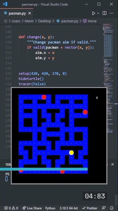 PACKMAN geam Python . بازی پک من در پایتون - YouTube