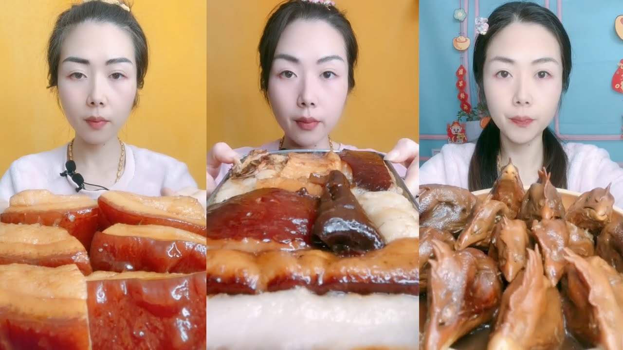 Eating Lamb Intestine, Spicy Pork Belly, Braised Pork Belly Is Delicious 😋#mukbang #eating #yummy