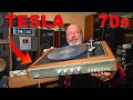 70s Vintage Rare Unique TESLA NZC 143 Turntable with Stereo Amplifier Amp Old Audio For Sale