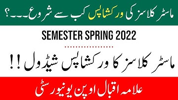 Aiou Master class Workshops Schedule Spring 2022 / AIOU Workshop Schedule 2022 / Aiou Advertisement