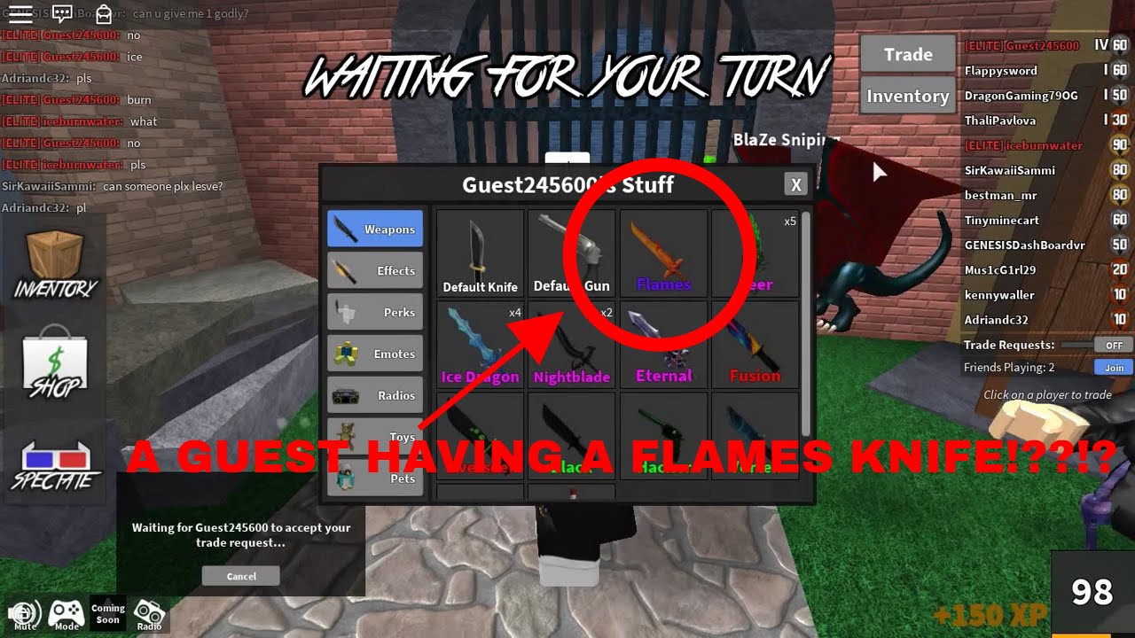 A Guest Has A Flames Mm2 Youtube - how to get flames in roblox mm2