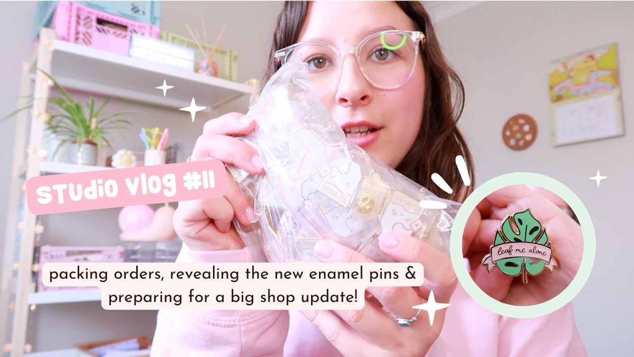 STUDIO VLOG #11 ✿ packing orders, revealing five new enamel pins & preparing for a big shop update!