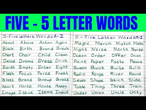 Five Letter Words । 5 Letter Words English । Five Letter Words A to Z । 5  Words in English Phonics - YouTube