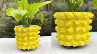 Simple and easy - Plant pots made from egg trays and cement combined with old cloth