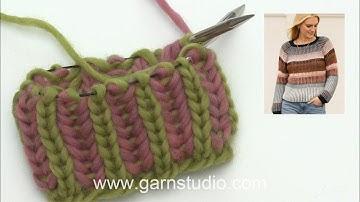 How to work English rib in the round with 2 colour