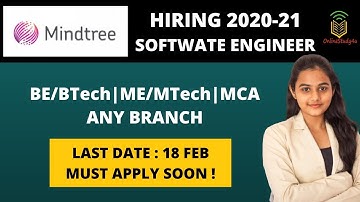 Mindtree Biggest Off-Campus Hiring 2020 & 2021 Batch | B.E./ M.E & MCA | Salary 4LPA