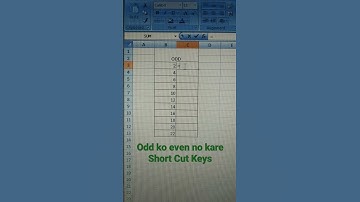 Excel mai Odd Number ko even kare Short Cut Keys sai#shorts #excel ..