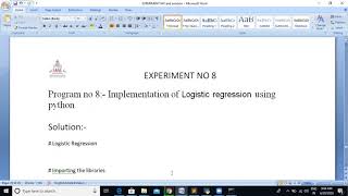 Implementation of logistic regression using Python.