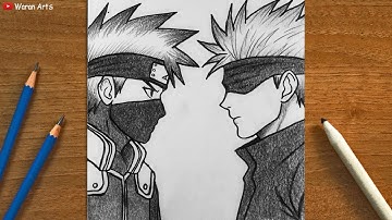 How to Draw Kakashi vs Gojo | Easy Anime Crossover Art | Drawing Tutorial Step-by-Step