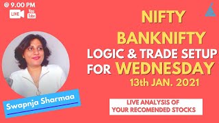 LOGIC & TRADE SETUP FOR WEDNESDAY, 13th JAN 2021 II LIVE ANALYSIS OF NIFTY & BANKNIFTY II BY SS