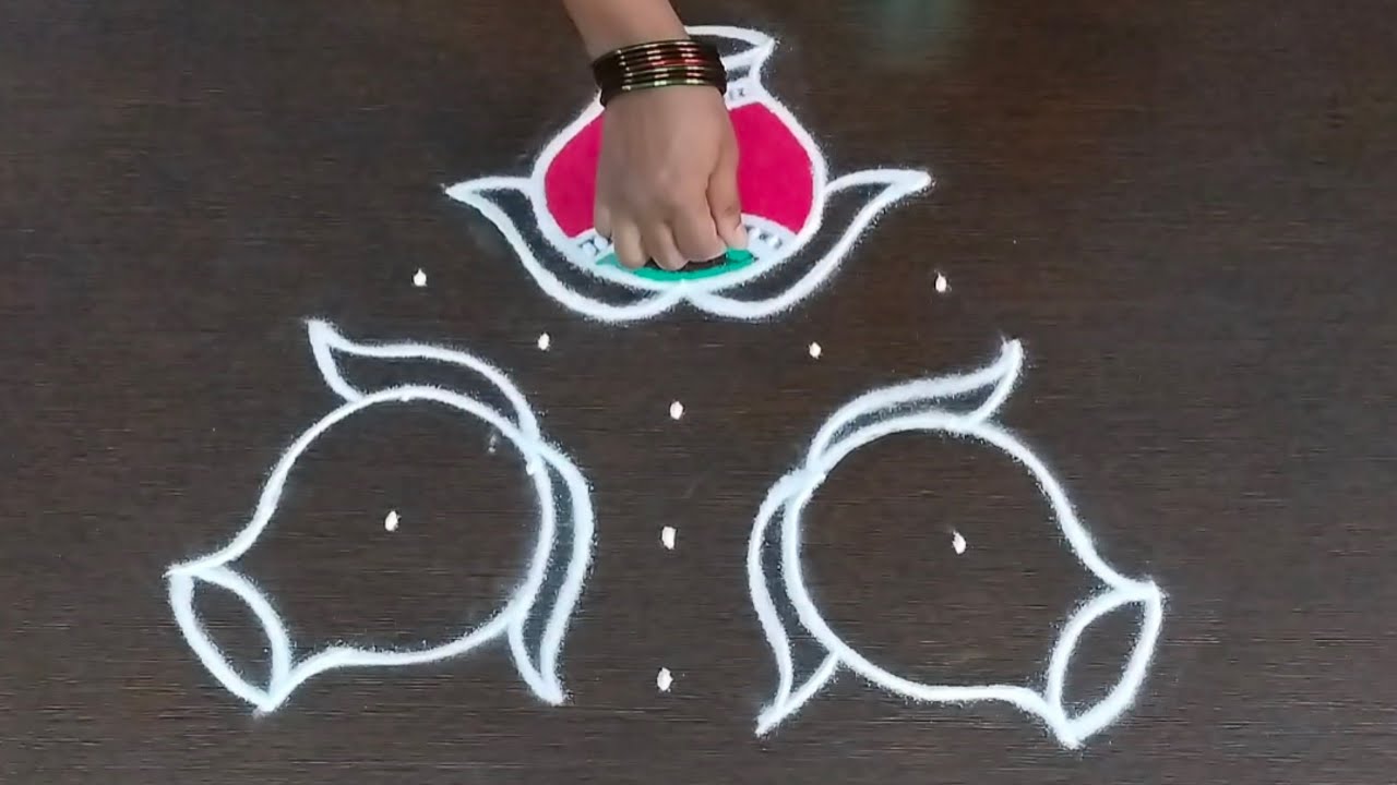 2️⃣beautiful Pongal pot rangoli/sankranthi special rangoli/5×3and7×4dot simple paanai kolam