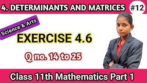 Class 11 maths part 1 chapter 4 determinants and matrices exercise 4.6 question 14 to 25 science