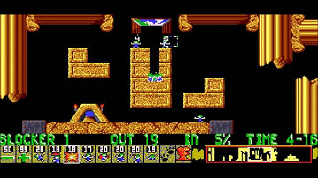 Level 10 Fun Difficulty DOS Lemmings 4k