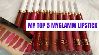 Top 5 MYGLAMM LIT Liquid Lipstick Swatches | Top 5 Shades of Myglamm Lipsticks | GET FREE* LIPSTICKS screenshot 4