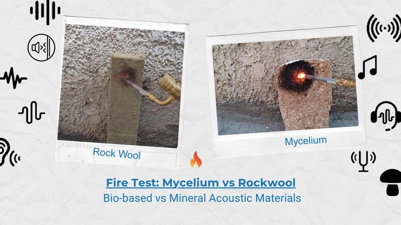 Fire Test: Mycelium vs Rockwool 🔥 | Bio-based vs Mineral Acoustic Materials
